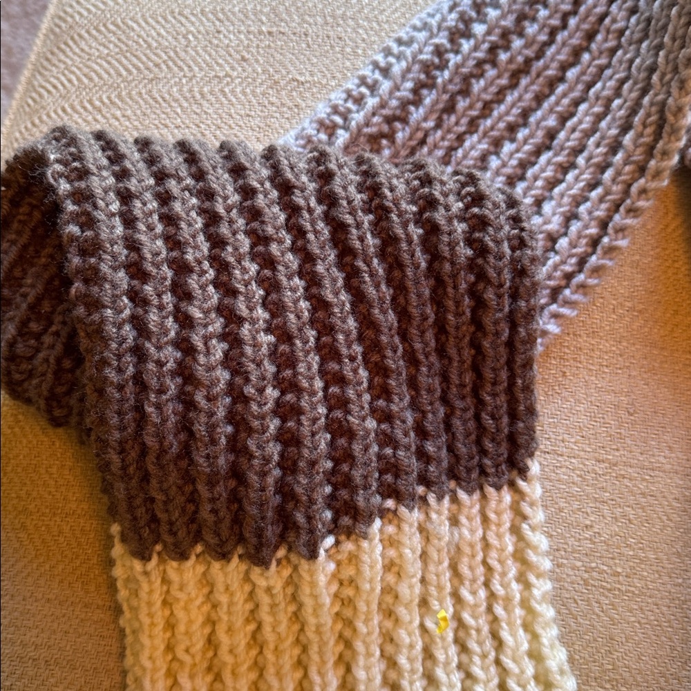 Multicolor Hand Knit Ribbed Scarf - Picture 3 of 7